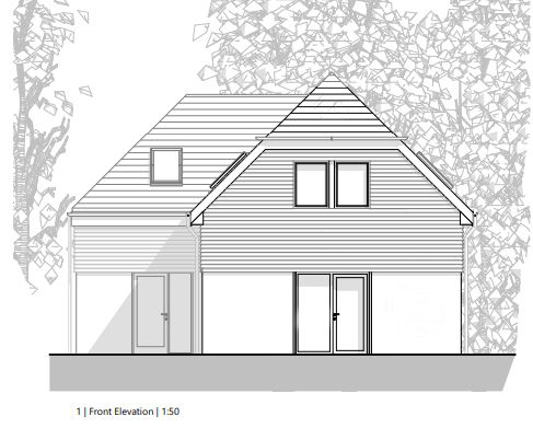 Lot: 54 - SITE WITH PLANNING FOR THREE DETACHED HOUSES - Plot 3 - Proposed front elevation
